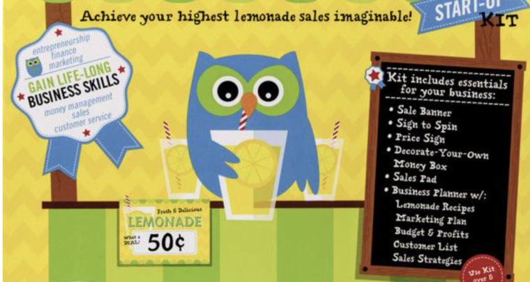 Lemonade Stand Start-Up Activity Kit from Bizainy Encourages Early Entrepreneurship